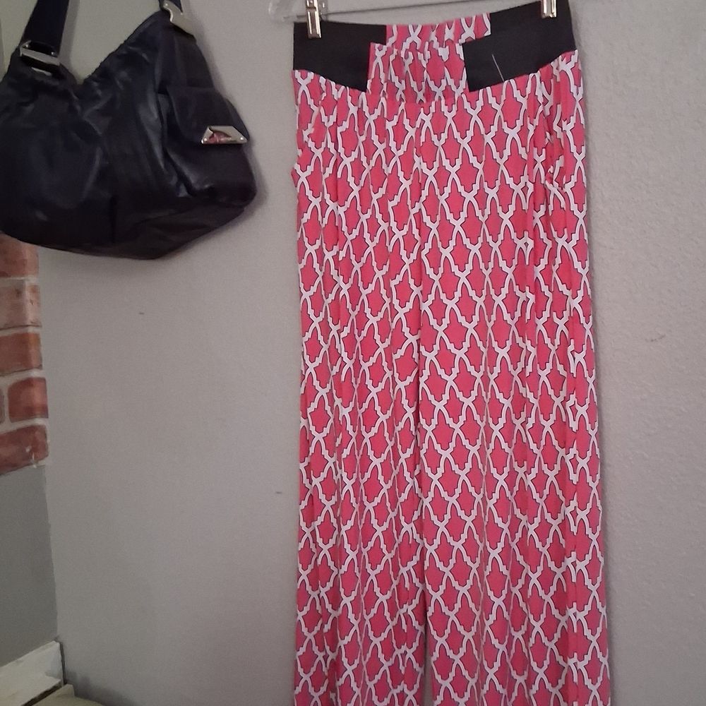 Pink and White Patterned Pants
